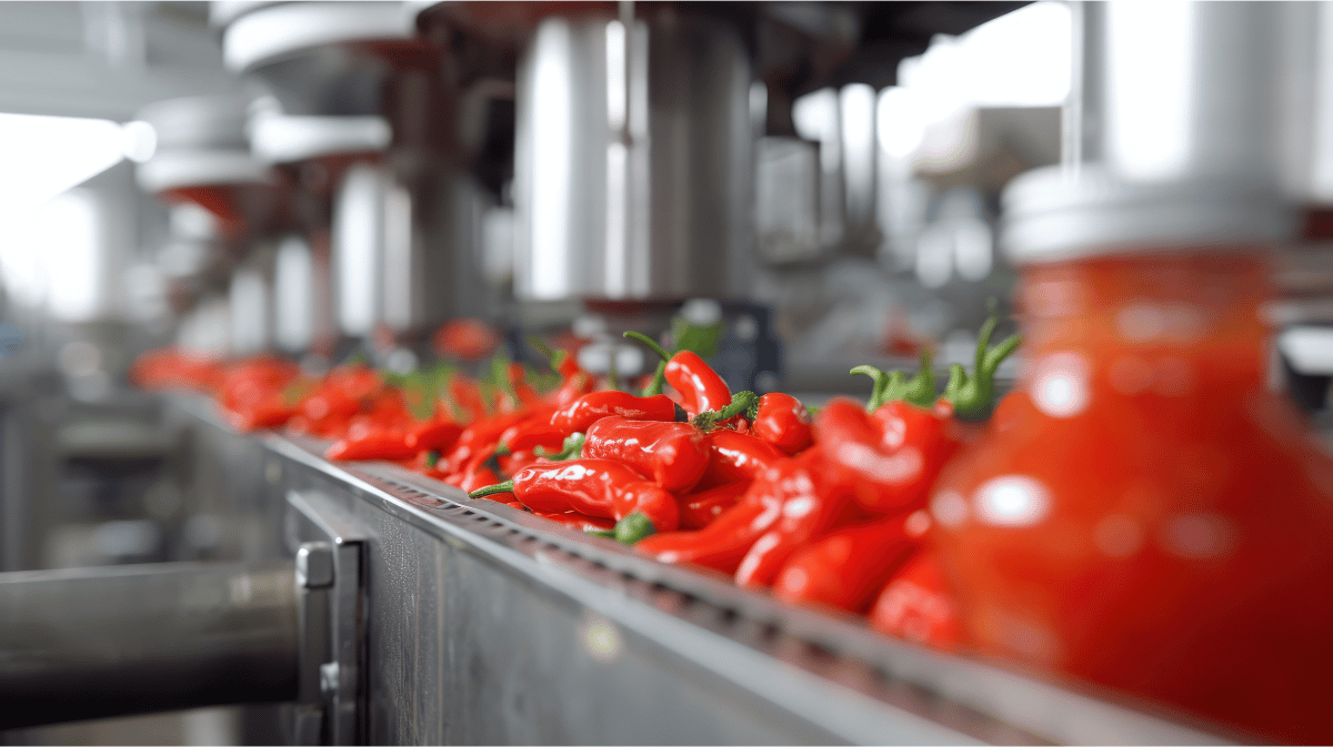 A production line of chilis