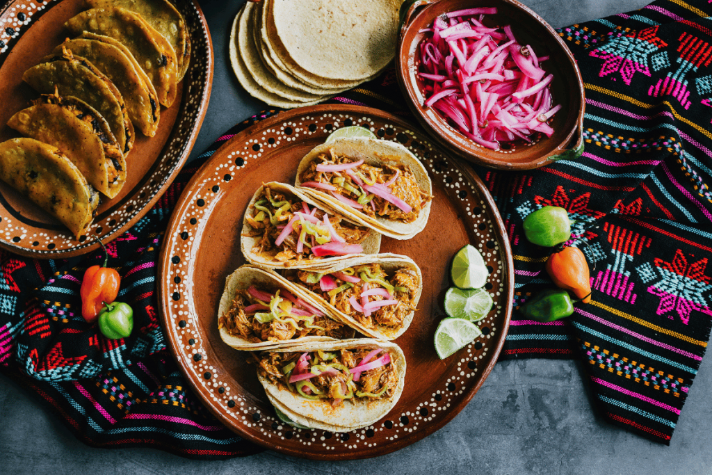 A variety of Mexican food